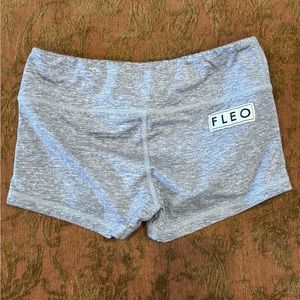 Heathered grey Fleo workout shorts